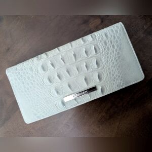 Brahmin Grey Leather Crocodile Embossed Addy Wallet, LIKE NEW CONDITION